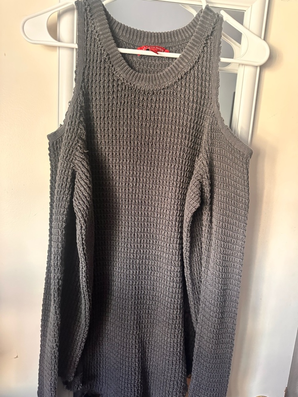 Saks Fifth Avenue Gray Cold-Shoulder Knit Sweater